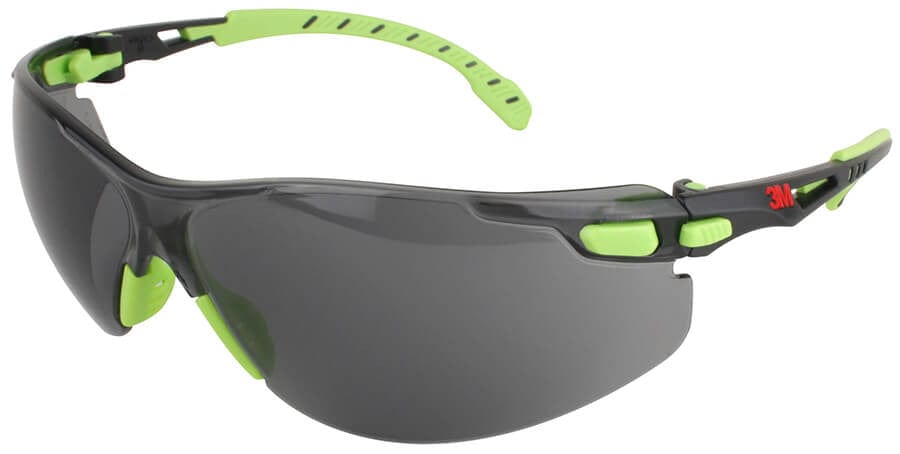 3M Solus Safety Glasses with Green Temples and Gray Anti-Fog Lens S1202SGAF
