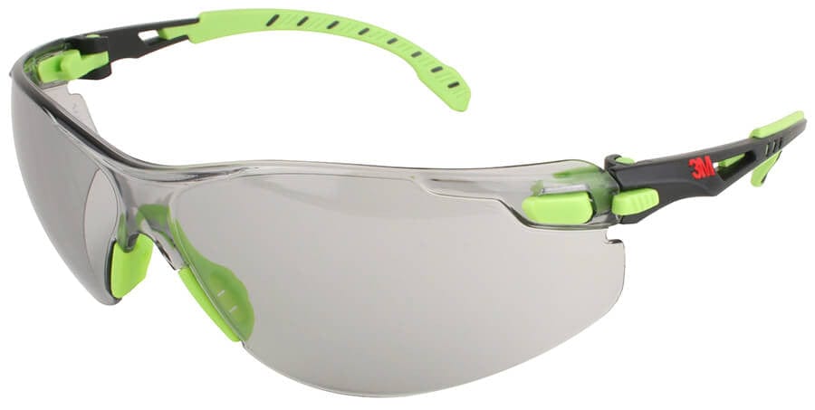 3M Solus Safety Glasses with Green Temples and Indoor/Outdoor Anti-Fog Lens S1207SGAF