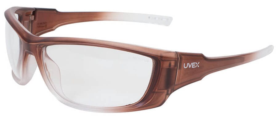 Uvex A1500 Safety Glasses with Matte Brown Frame and Clear Lens