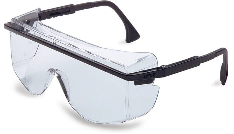 Uvex Astrospec OTG 3001 Safety Glasses Black Frame Clear Anti-Fog Lens S2500C