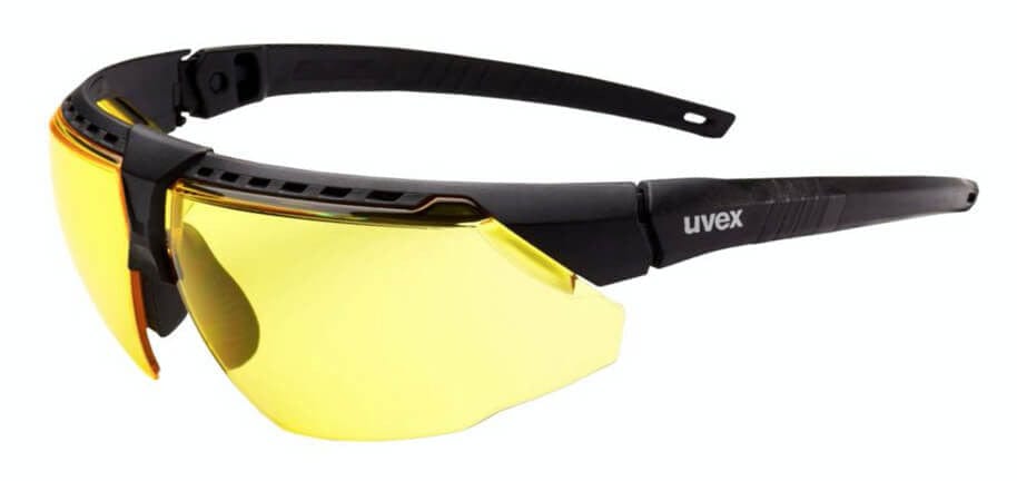 Uvex Avatar Safety Glasses with Black/Black Frame and Amber Hydroshield AF Lens