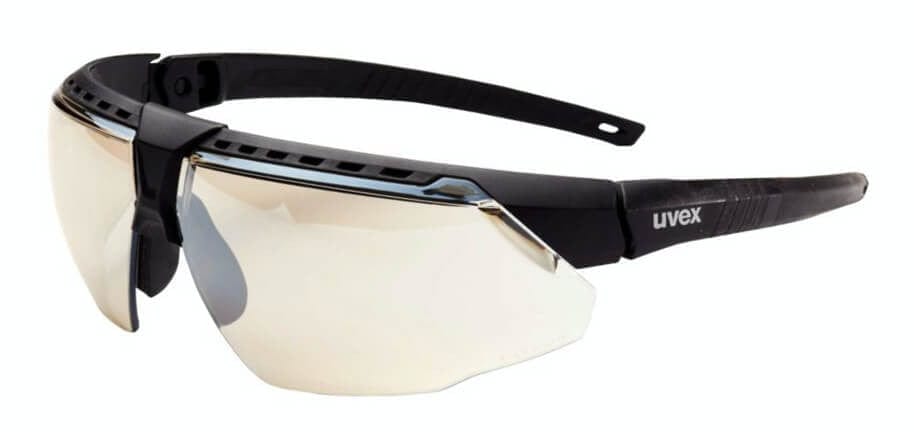 Uvex Avatar Safety Glasses with Black/Black Frame and Reflect-50 Lens