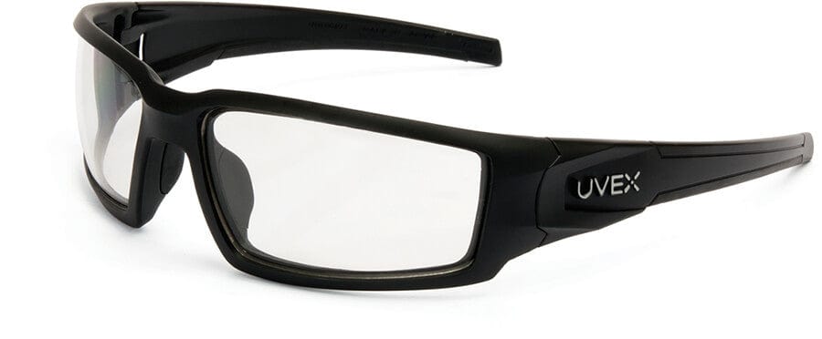 Uvex Hypershock Safety Glasses with Matte Black Frame and Clear Hydroshield Anti-Fog Lens