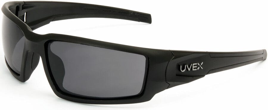 Uvex Hypershock Safety Glasses with Matte Black Frame and Gray Hydroshield Anti-Fog Lens S2941HS