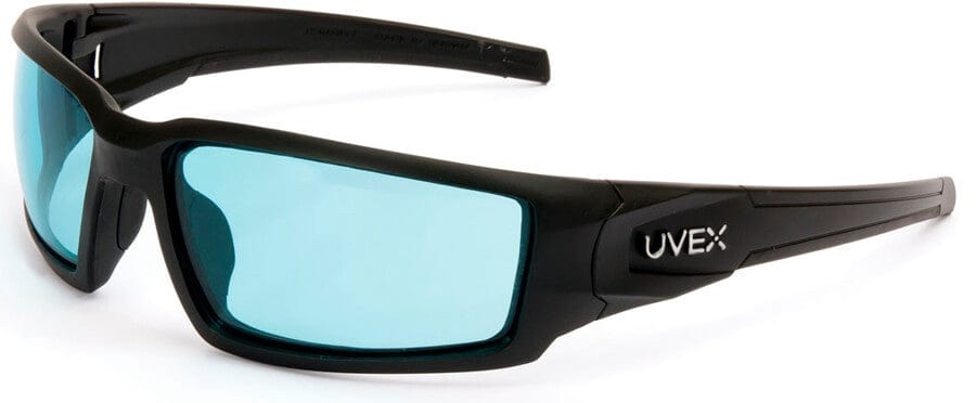Uvex Hypershock Safety Glasses with Matte Black Frame and SCT Blue Hydroshield Anti-Fog Lens