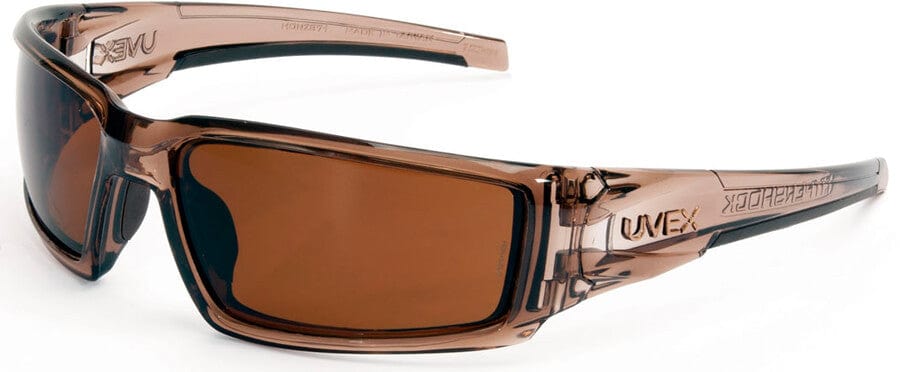 Uvex Hypershock Safety Glasses with Smoke Brown Frame and Espresso Polarized Lens
