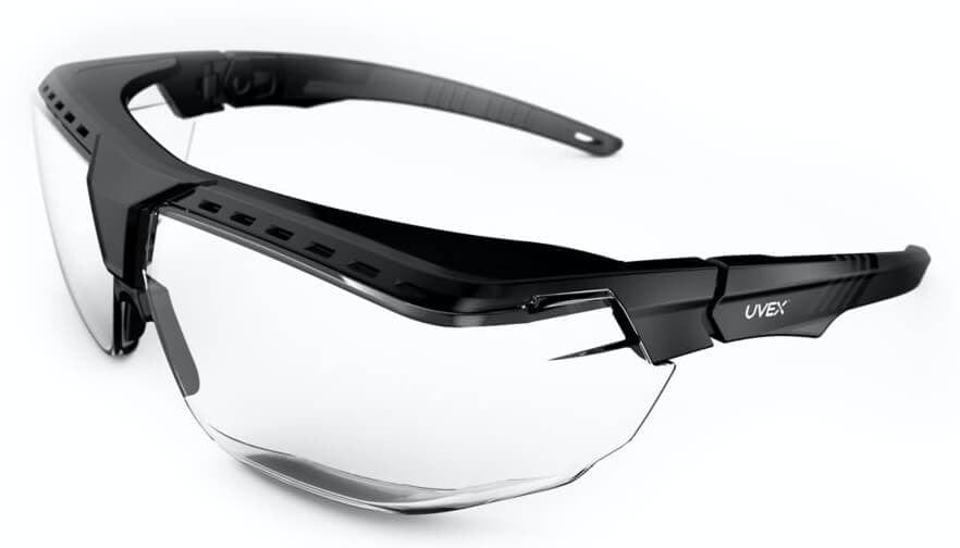 Uvex Avatar OTG Safety Glasses with Black/Black Frame and Clear Lens