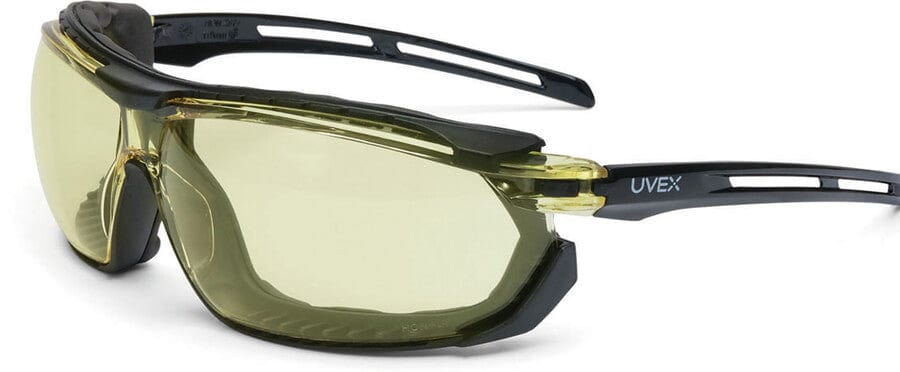 Uvex Tirade Safety Glasses/Goggle with Black Frame and Amber Anti-Fog Lens S4042