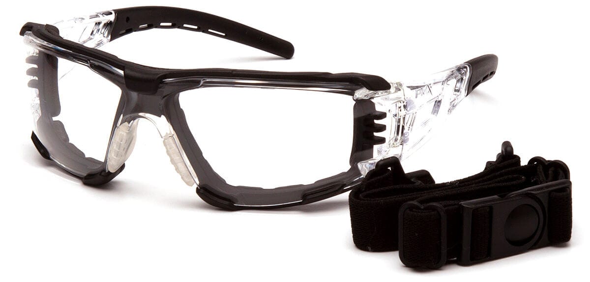 Pyramex Fyxate Foam-Padded Safety Glasses with Clear/Black Frame and Clear H2MAX Anti-Fog Lens SB10210STMFP