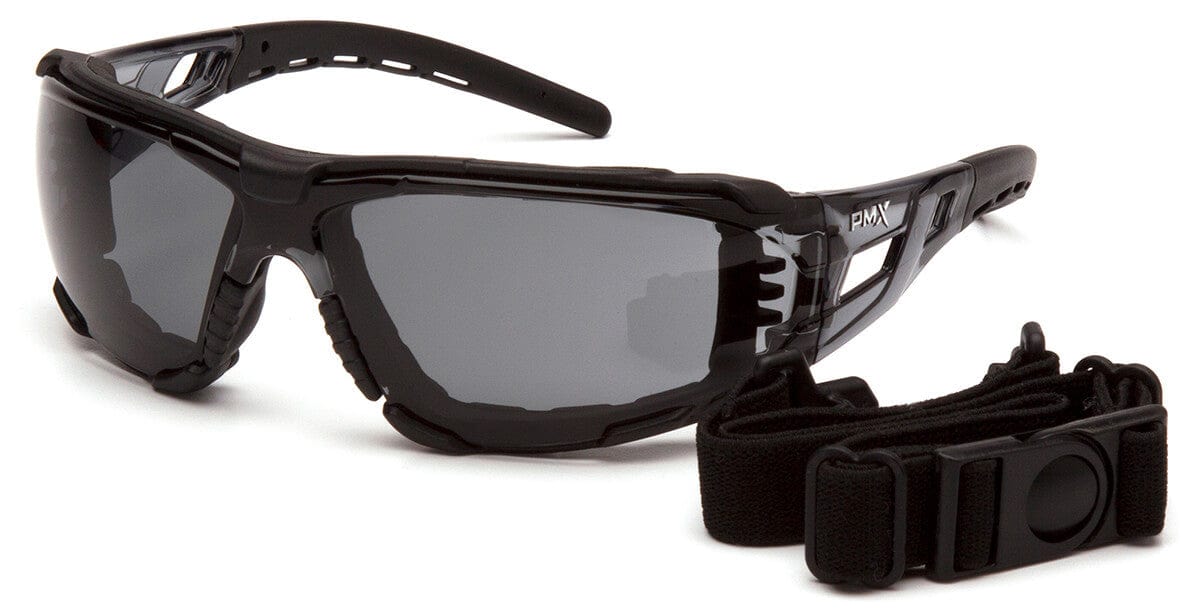 Pyramex Fyxate Foam-Padded Safety Glasses with Black Frame and Gray H2MAX Anti-Fog Lens SB10220STMFP
