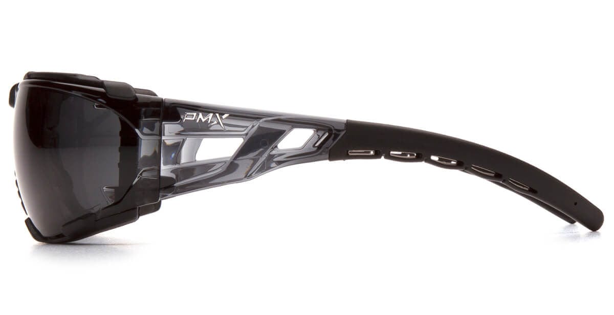 Pyramex Fyxate Foam-Padded Safety Glasses with Black Frame and Gray H2MAX Anti-Fog Lens SB10220STMFP - Side View