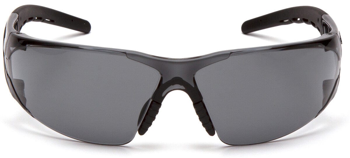 Pyramex Fyxate Safety Glasses with Black Frame and Gray Lens SB10220S - Front View