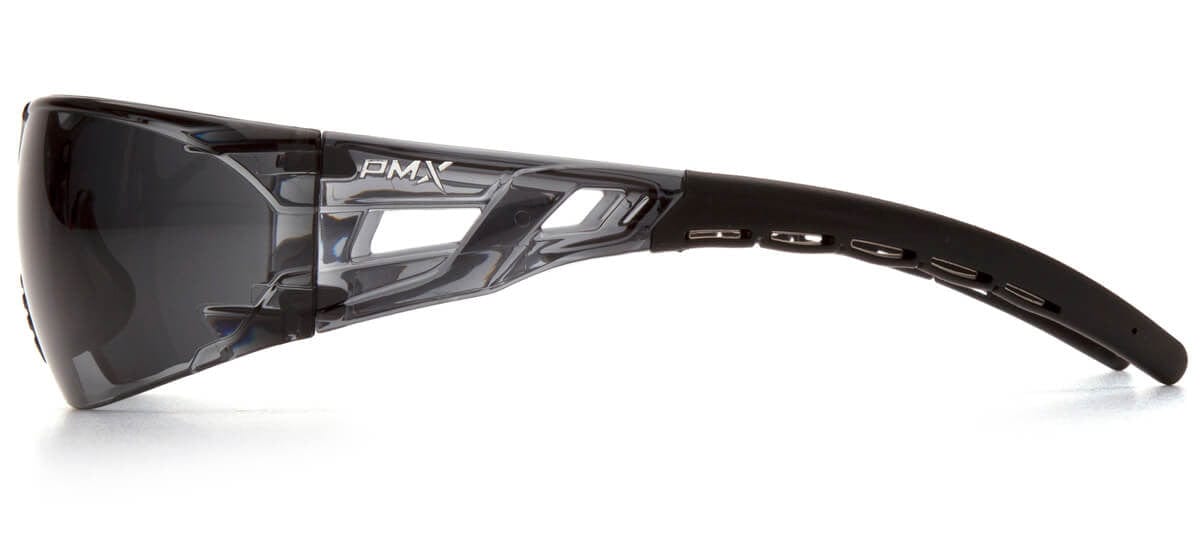 Pyramex Fyxate Safety Glasses with Black Frame and Gray Lens SB10220S - Side View