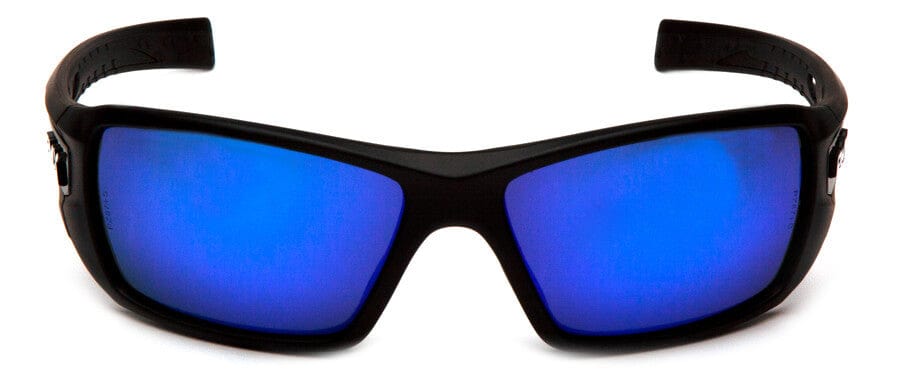 Pyramex Velar Safety Glasses with Black Frame and Ice Blue Mirror Lens - Front