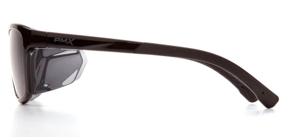 Pyramex Conaire Safety Glasses with Black Frame and Gray Lens - Side