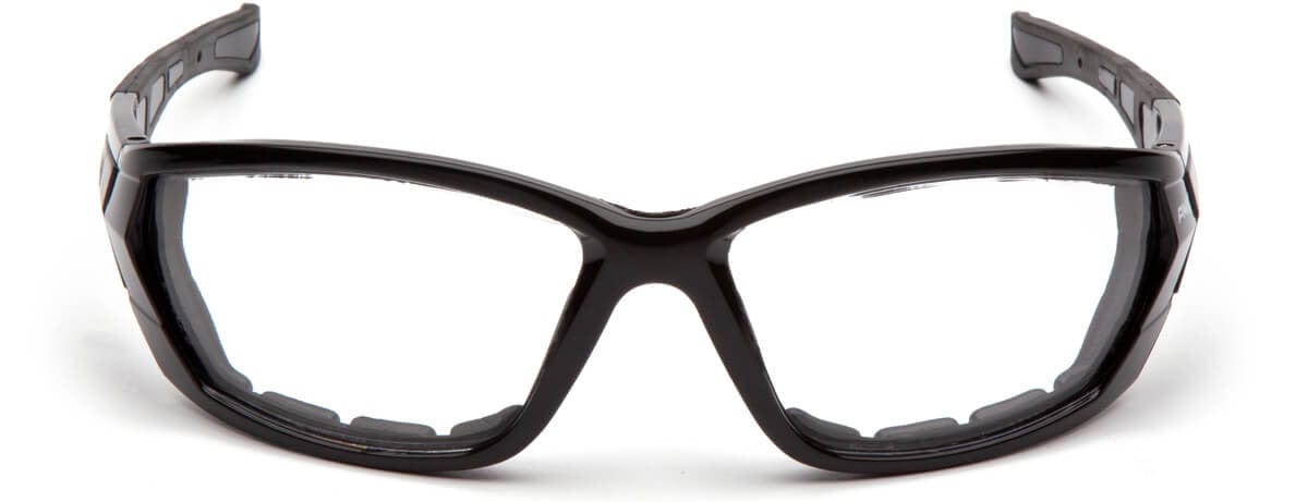 Pyramex Atrex Safety Glasses with Padded Black Frame and Clear Anti-Fog Lens SB10810DT - Front View