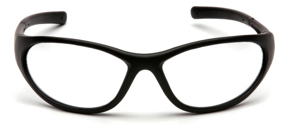 Pyramex Zone 2 Safety Glasses with Black Frame and Clear Lens - Front