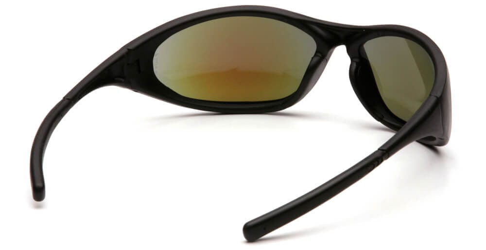 Pyramex Zone 2 Safety Glasses with Black Frame and Ice Blue Mirror Lens - Back