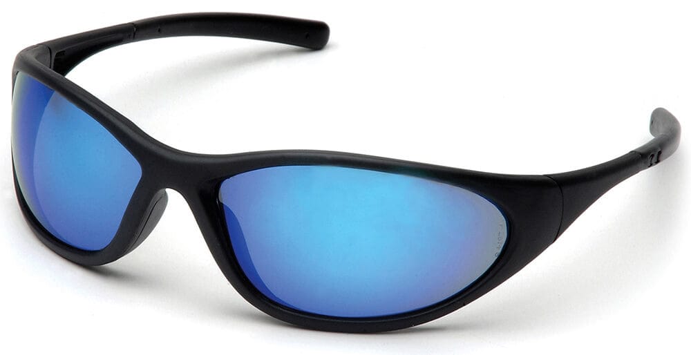 Pyramex Zone 2 Safety Glasses with Black Frame and Ice Blue Mirror Lens