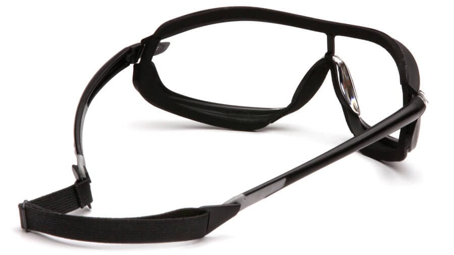Pyramex XS3 Plus Safety Glasses with Black Padded Frame and Clear Anti-Fog Lens - Back
