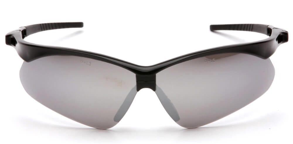 Pyramex PMXtreme Safety Glasses with Black Frame and Silver Mirror Lens - Front
