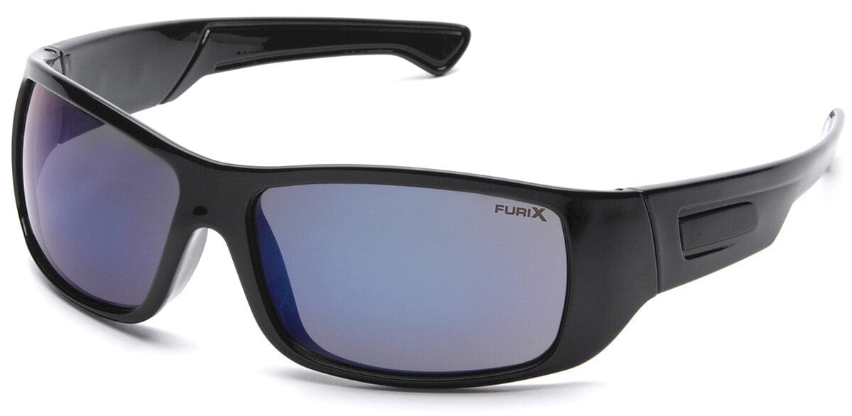 Pyramex Furix Safety Glasses with Black Frame and Blue Mirror Anti-Fog Lens SB8575DT