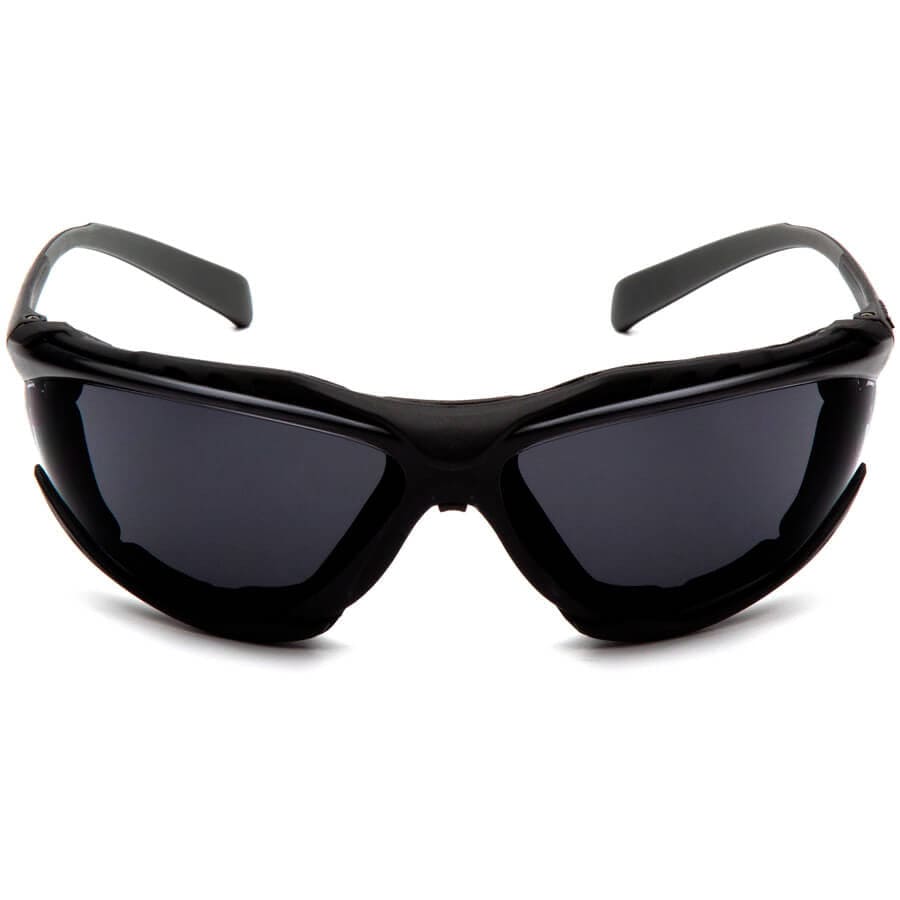 Pyramex Proximity Safety Glasses with Black Frame and Gray H2MAX Anti-Fog Lens - Front View