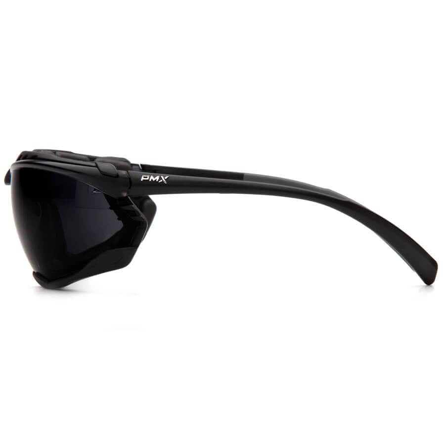 Pyramex Proximity Safety Glasses with Black Frame and Dark Gray Lens - Side