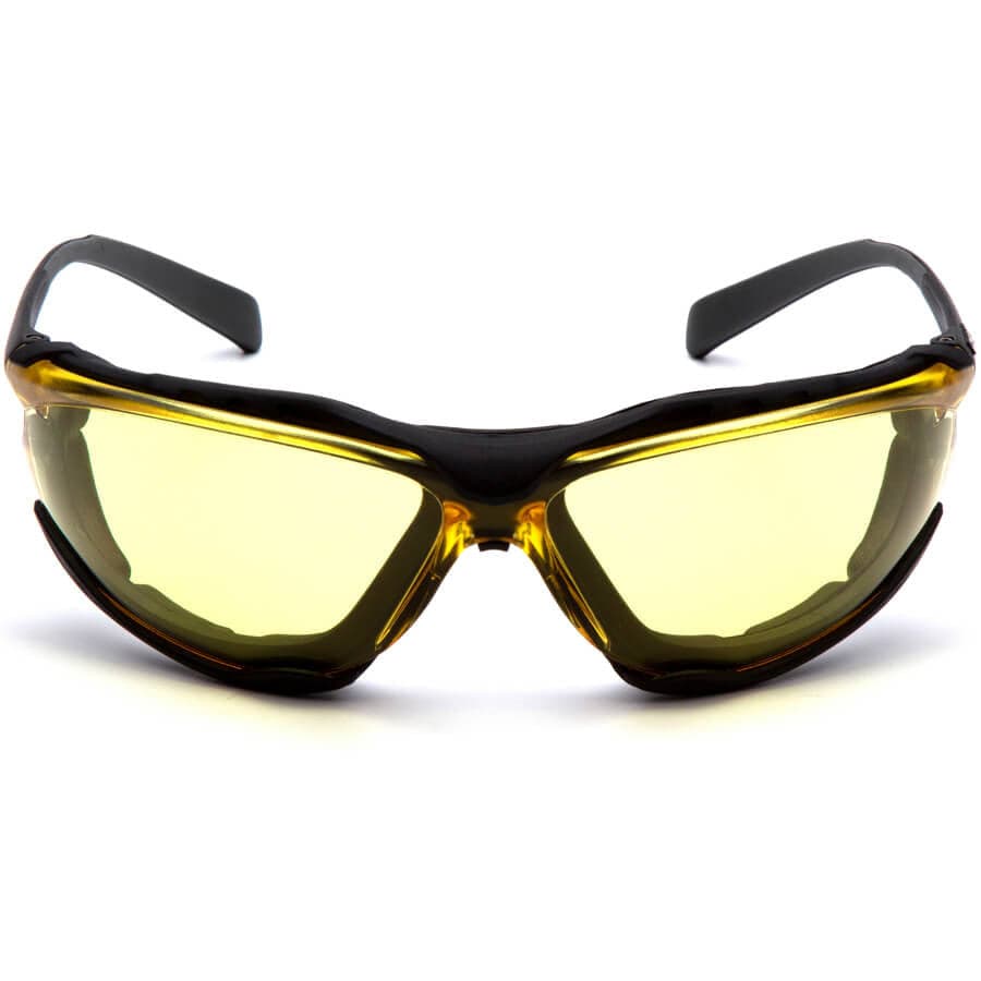 Pyramex Proximity Safety Glasses with Black Frame and Amber Lens - Front