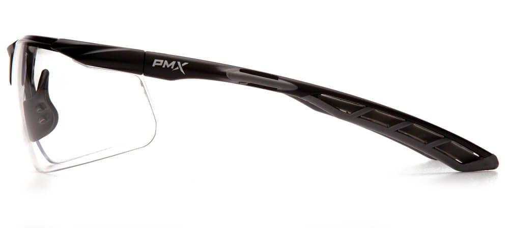 Pyramex Flex-Lyte Safety Glasses with Black/Gray Frame and Clear Lens - Side View