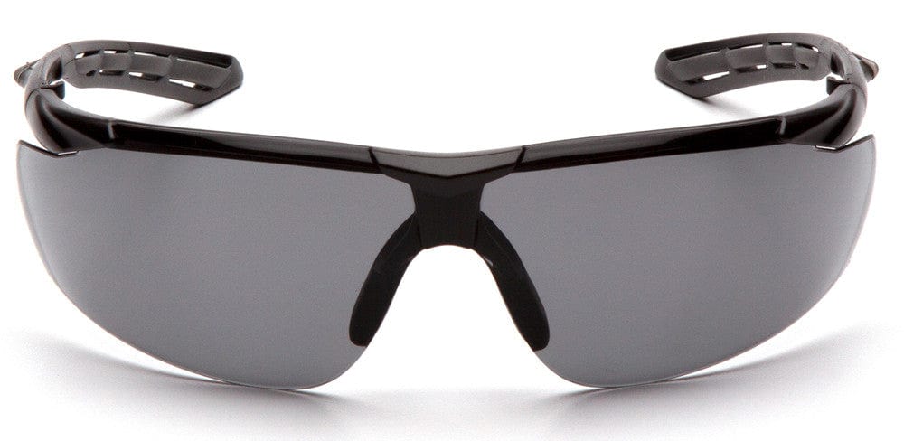 Pyramex Flex-Lyte Safety Glasses with Black/Gray Frame and Gray Lens - Front View