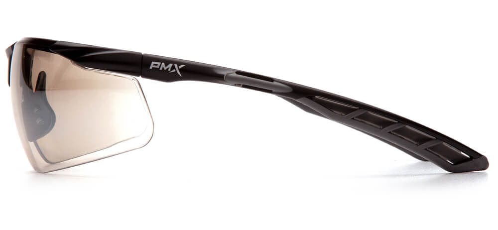 Pyramex Flex-Lyte Safety Glasses with Black/Gray Frame and Indoor/Outdoor Mirror Lens - Side View