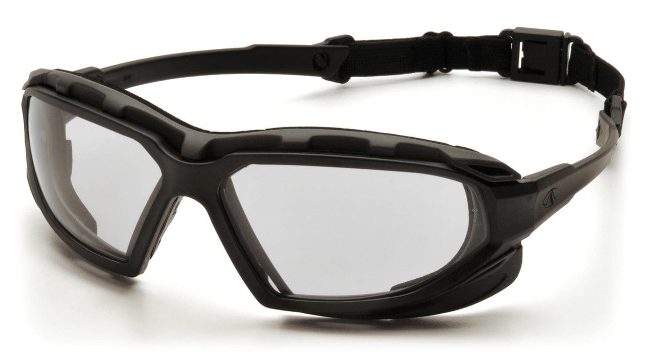 yramex Highlander Plus Safety Glasses Black Foam-Lined Frame Clear Anti-Fog Lens SBG5010DT