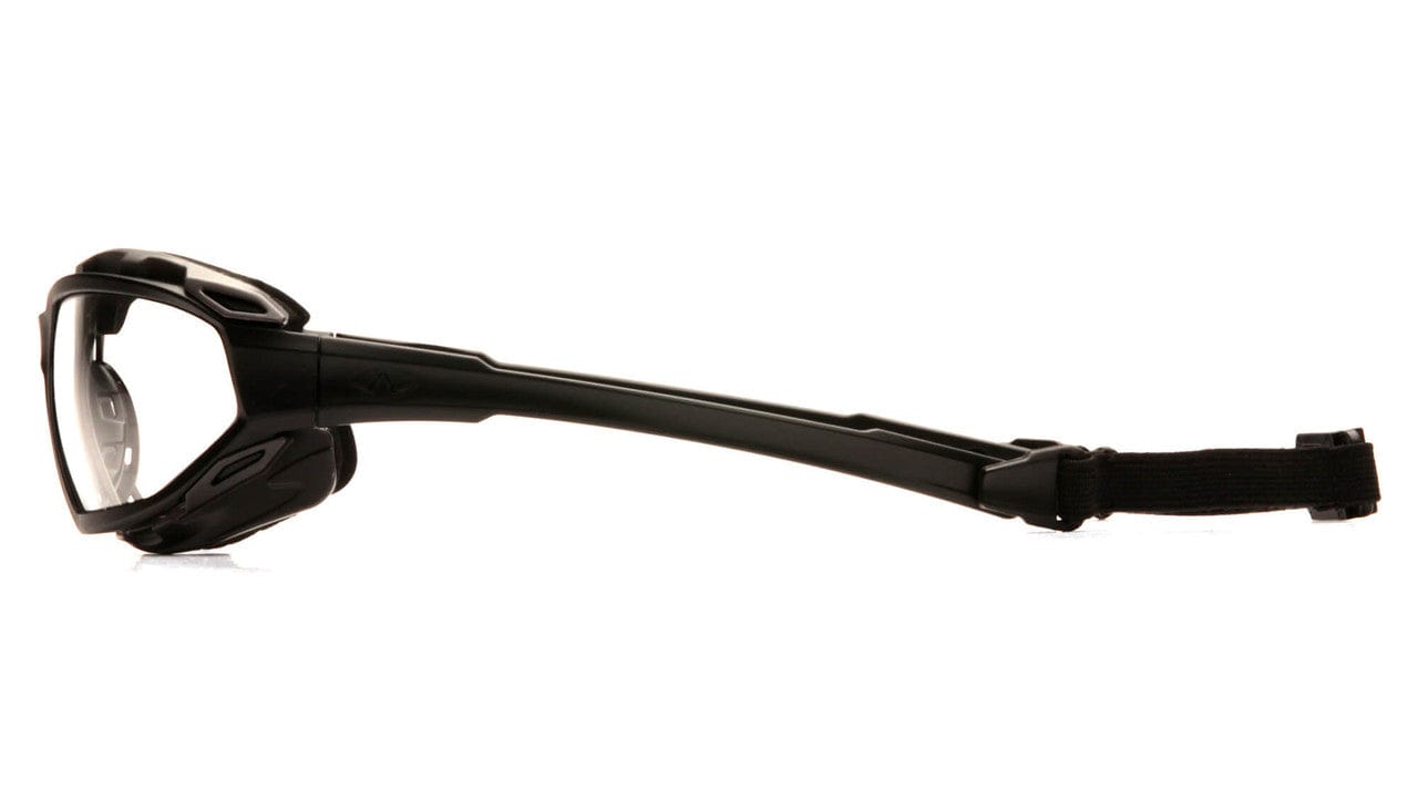 yramex Highlander Plus Safety Glasses Black Foam-Lined Frame Clear Anti-Fog Lens SBG5010DT Side