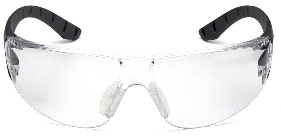 Pyramex Endeavor Plus Safety Glasses with Black/Gray Temples and Clear Anti-Fog Lens SBG9610ST - Front View