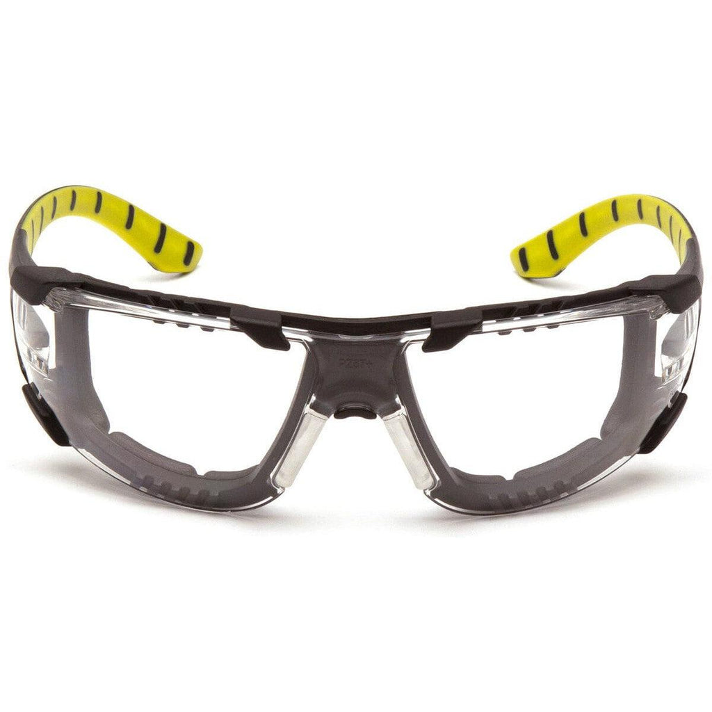 Pyramex Proximity Safety Glasses - Clear Anti-Fog H2MAX Lens, Black & Lime Frame