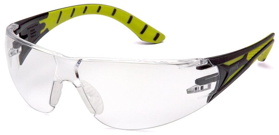 Pyramex Endeavor Plus Safety Glasses with Black/Green Temples and Clear Lens