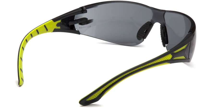 Pyramex Endeavor Plus Safety Glasses with Black/Green Temples and Gray Lens - Back