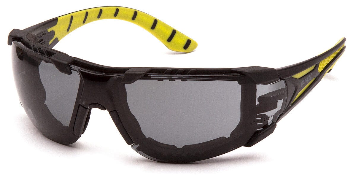 Pyramex Endeavor Plus Foam-Padded Safety Glasses with Black/Green Temples and Gray H2MAX Anti-Fog Lens SBGR9620STMFP