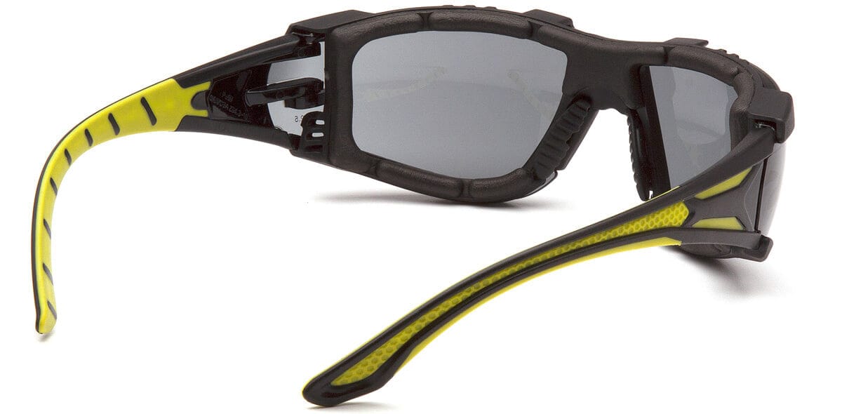 Pyramex Endeavor Plus Foam-Padded Safety Glasses with Black/Green Temples and Gray H2MAX Anti-Fog Lens SBGR9620STMFP - Back View