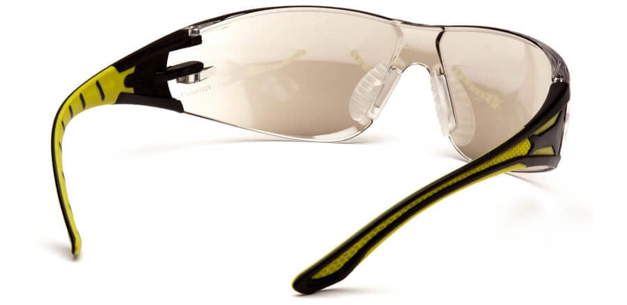 Pyramex Endeavor Plus Safety Glasses with Black/Green Temples and Indoor-Outdoor Lens - Back