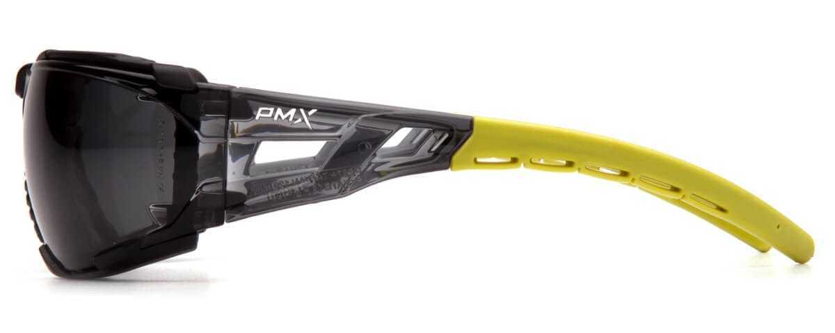 Pyramex Fyxate Foam-Padded Safety Glasses with Black/Lime Frame and Gray H2MAX Anti-Fog Lens SBL10220STMFP - Side View