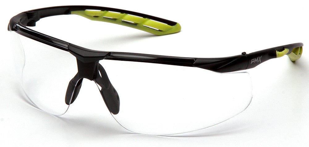 Pyramex Flex-Lyte Safety Glasses with Black/Lime Frame and Clear H2MAX Anti-Fog Lens