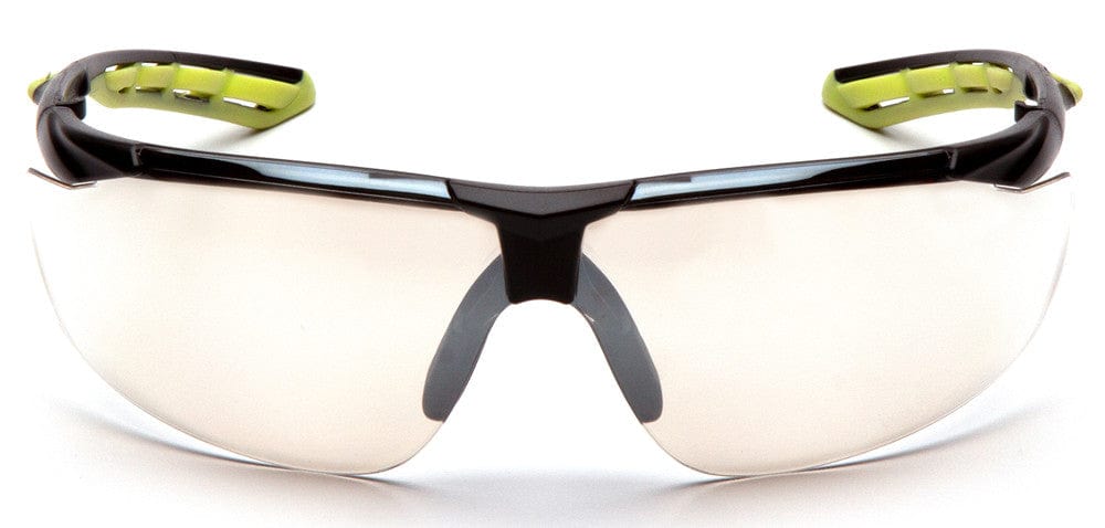 Pyramex Flex-Lyte Safety Glasses with Black/Lime Frame and Clear Lens - Front View