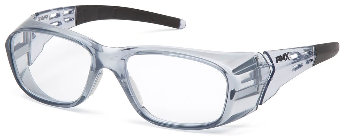 Pyramex Emerge Plus Safety Glasses with Translucent Gray Frame and Clear Full Reader Lens
