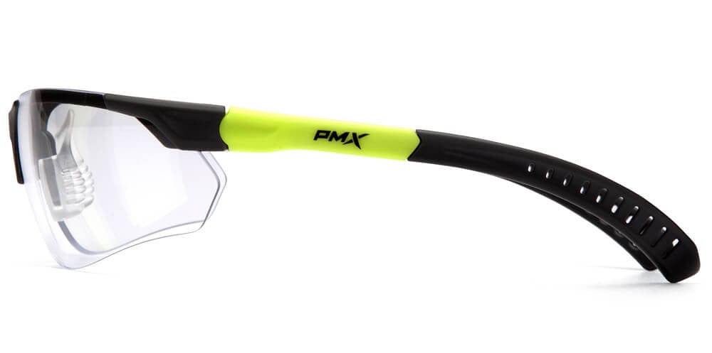 Pyramex Sitecore Safety Glasses with Gray/Lime Frame and Clear Lens - Side
