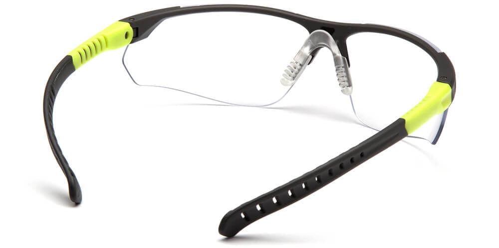 Pyramex Sitecore Safety Glasses with Gray/Lime Frame and Clear Anti-Fog Lens - Back SGL10110DTM