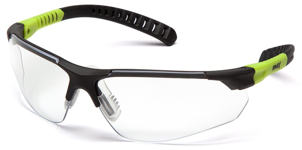 Pyramex Sitecore Safety Glasses with Gray/Lime Frame and Clear Lens
