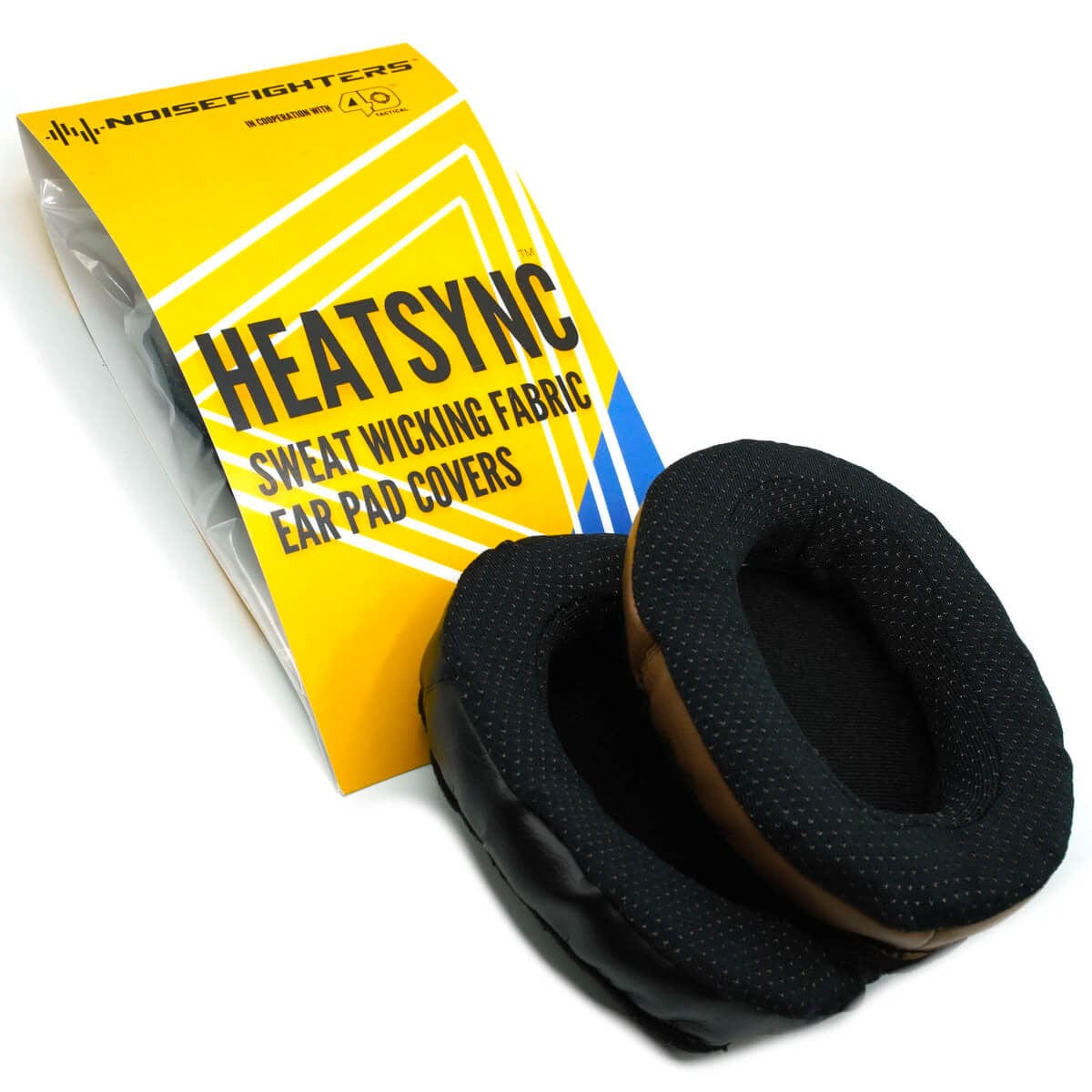 Noisefighters Heatsync Sweat-Wicking Ear Pad Covers - Black & Coyote Packaging