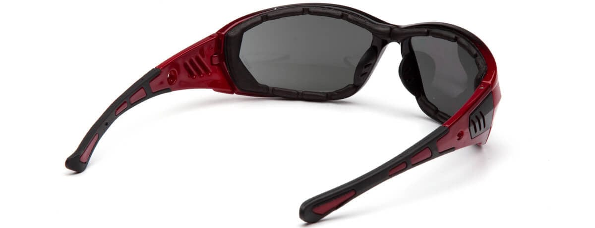 Pyramex Atrex Safety Glasses with Padded Red Frame and Silver Mirror Lens SR10870D - Back View
